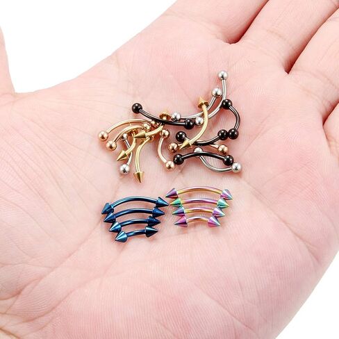 Ruifan 24PCS 16G Surgical Steel Eyebrow Ear Navel Belly Lip Ring Body Piercing Jewelry in Saudi Arabia