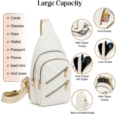 Sling Bag for Women Crossbody Bag Water- Resistant Leather Cross Body Sling Backpack Fanny Pack for Travel& Shopping in Kuwait