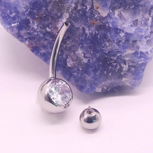 Titanium Belly Button Rings Internally Threaded 10/12 mm Long Belly Ring Round Heart CZ Navel Rings 14G Belly Piercing Jewelry for Women Men in Saudi Arabia