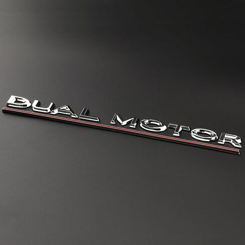 ملصق محرك السيارة المزدوج ملصق Tesla Model 3 Model Y 3D المعادن المعدنية تحت خط الأحرف الشارة الجذع الخلفية شارة الجذع الخلفية لإكسسوارات Tesla (Silver Dual Motor-Silver) in Kuwait