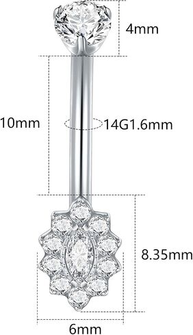 Aumeo Titanium Belly Button Rings 14g 10mm Belly Ring Ring Clay Cz Deiperice Jewelry for Women in Kuwait