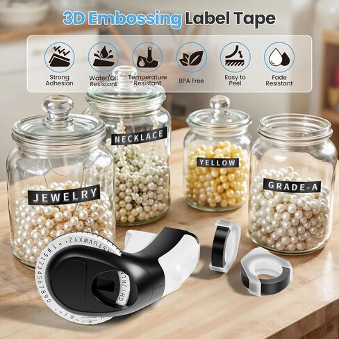 Embossing Label Maker Machine with Tapes, 2024 Upgrade Version Vintage Handheld Embossed Label Maker with Withstand Water 3D Tapes for Organization, DIY Crafting, Black Retro Manual Embosser in Saudi Arabia