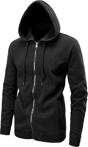 Hodies Ohsnmaksl للرجال Sherpa دافئ الصوف هوديي سترة Sweatshirt الكامل zip Sport Workout Coats in Kuwait