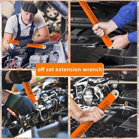Offset Extension Wrench, 15-Inch Offset Impact-Ready Socket Wrench Tool with 1/2", 1/4" and 3/8" Square Drive Adapters, Zero Degree Ratchet Tool for Car in Saudi Arabia