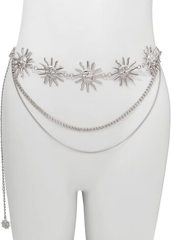 Metal Sun Flower Pendant Waist Chain Belt Summer Beach Sun Body Chain Waistband Sexy Trendy Multi-layer Link Belly Chain Belt Bikini Waist Jewelry for Women in Saudi Arabia