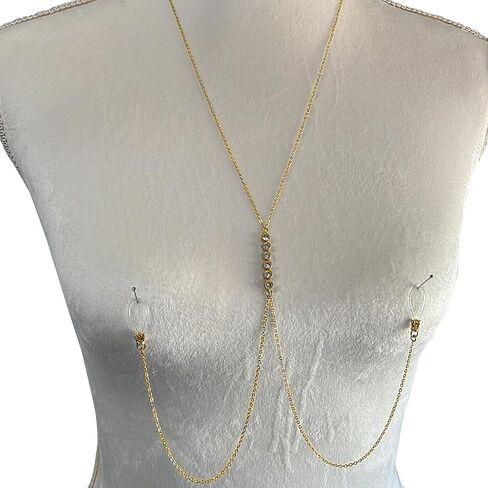 Rhinestone Bra Body Chain Jewelry Non Piercing Nipple Chain Necklace Crystal Chest Chain Sexy Lingerie Nipple Jewelry Rave Body Jewelry for Women in Saudi Arabia
