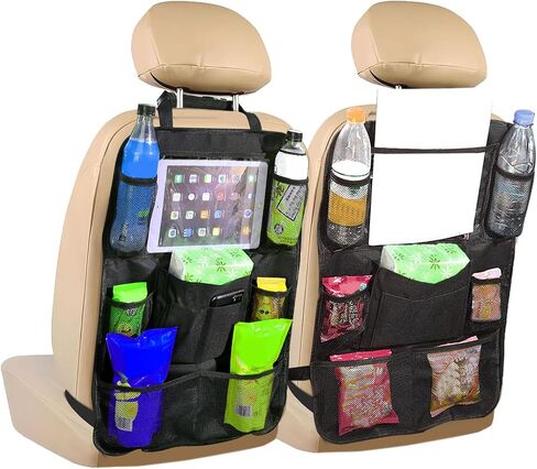 2PCS Car Backseat Organizer, Car Organizers and Storage, Kick Mats Back Seat Protector with Touch Screen Tablet Holder, Universal Road Trip Storage Essentials Car Storage Pocket for Car (2PCS) in Saudi Arabia