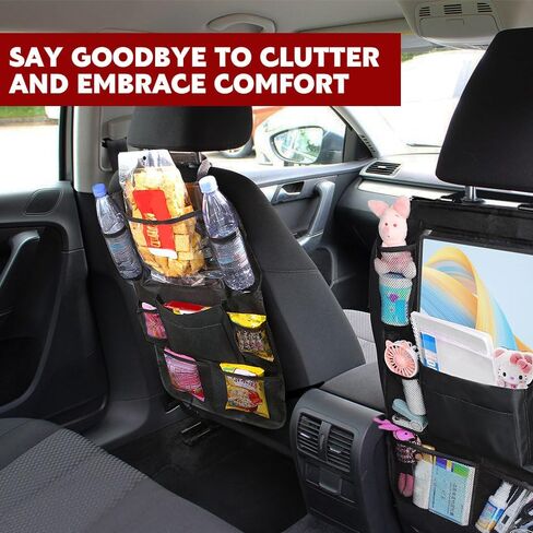 2PCS Car Backseat Organizer, Car Organizers and Storage, Kick Mats Back Seat Protector with Touch Screen Tablet Holder, Universal Road Trip Storage Essentials Car Storage Pocket for Car (2PCS) in Saudi Arabia