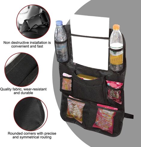 2PCS Car Backseat Organizer, Car Organizers and Storage, Kick Mats Back Seat Protector with Touch Screen Tablet Holder, Universal Road Trip Storage Essentials Car Storage Pocket for Car (2PCS) in Saudi Arabia