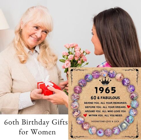 16th 18th 21st 30th 40th 50th 65th 70th 75th 80th 90th 100th Birthday Gifts for Women, Natural Stone Imperial Jasper Bracelets Birthday Decoration for Woman, Her, Wife, Mom, Daughter, Grandma, Friends in Saudi Arabia