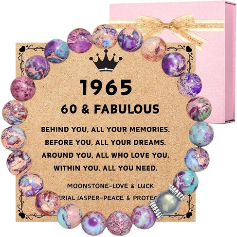 16th 18th 21st 30th 40th 50th 65th 70th 75th 80th 90th 100th Birthday Gifts for Women, Natural Stone Imperial Jasper Bracelets Birthday Decoration for Woman, Her, Wife, Mom, Daughter, Grandma, Friends in Saudi Arabia