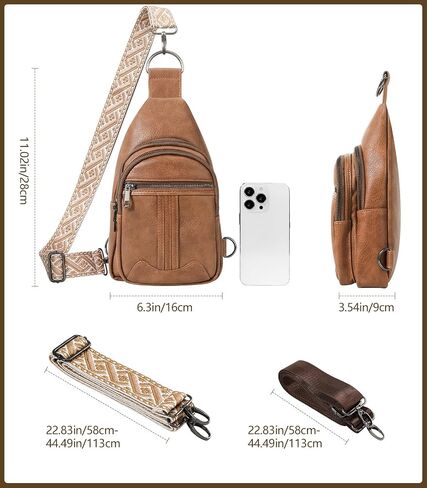 Sling Bag for Women Leather Crossbody Bags Tote Blet Bags Backpack Fanny Pack Chest Bag for Travel, Brown in Saudi Arabia