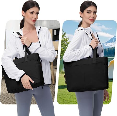 حقيبة حمل المرأة مع Zipper - ممرضة اليوغا عمل كمبيوتر محمول كيس جيم رقص حفاضات مع مقصورات متعددة الجيب in Kuwait