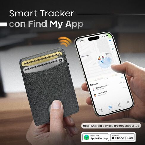 Wallet With Tracker For Men, Minimalist Trackable Wallet for Men with RFID Blocking, Slim Wallet Compatible with Apple Find My (iOS Only), No Need for AirTag, Not For Android, Gift For Men. in Saudi Arabia