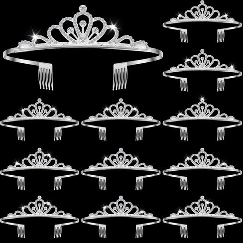 remouuly 12 PCS Princess Tiara for Women Silver Queen Tiara مع إكسسوارات شعر حجر الراين لحفل الزفاف (زهرة) in Kuwait