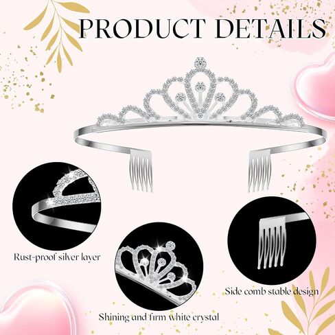 remouuly 12 PCS Princess Tiara for Women Silver Queen Tiara مع إكسسوارات شعر حجر الراين لحفل الزفاف (زهرة) in Kuwait