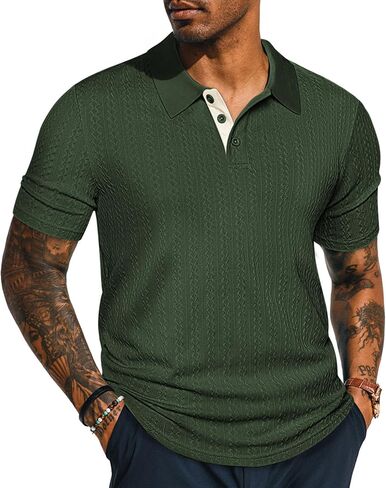 PJ PAUL JONES Mens Polo Shirts Short Sleeve Textured Polo T Shirt Summer Casual Knitted Golf Shirt in Saudi Arabia