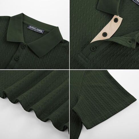 PJ PAUL JONES Mens Polo Shirts Short Sleeve Textured Polo T Shirt Summer Casual Knitted Golf Shirt in Saudi Arabia