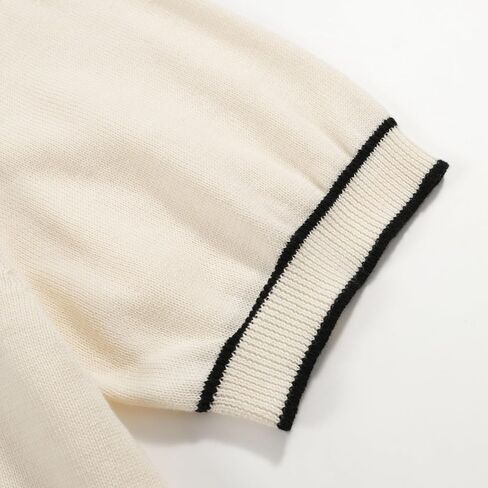قمصان البولو من Oxknit Mens قصيرة الأكمام غير الرسمية قميص بولو متماسكة قميص قميص جولف تي قمصان مع شريط أسود in Kuwait