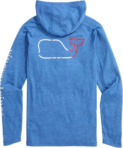 vineyard vines Boys' On-The-go Whale Outline Long-Sleeve Harbor Performance Hoodie Tee in Kuwait
