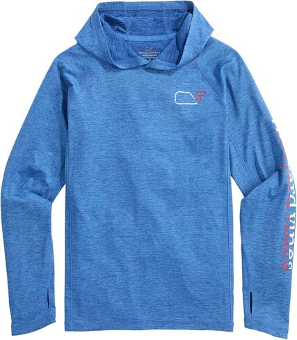 vineyard vines Boys' On-The-go Whale Outline Long-Sleeve Harbor Performance Hoodie Tee in Kuwait