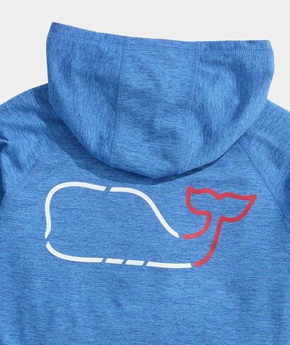 vineyard vines Boys' On-The-go Whale Outline Long-Sleeve Harbor Performance Hoodie Tee in Kuwait