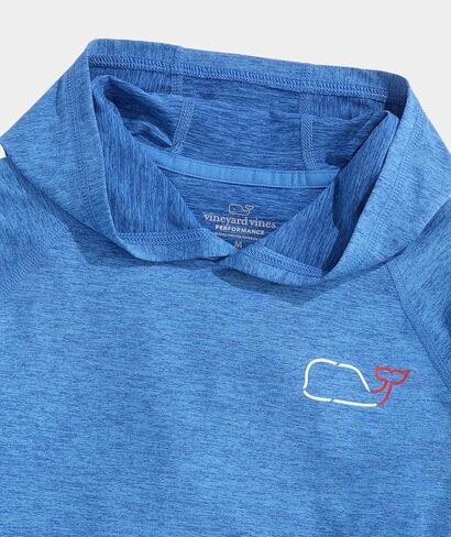 vineyard vines Boys' On-The-go Whale Outline Long-Sleeve Harbor Performance Hoodie Tee in Kuwait