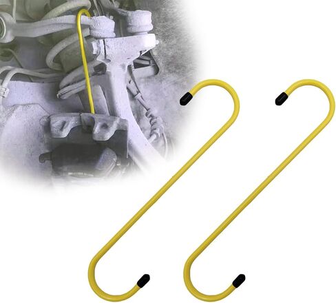2 PCS Car Brake Caliper Hangers, S Shape Auto Brake Caliper Hook with Rubber Tipped, Brake Caliper Tool for Work on Brake Pads, Axle, Braking, Universal Car Accessories (Yellow) in Kuwait