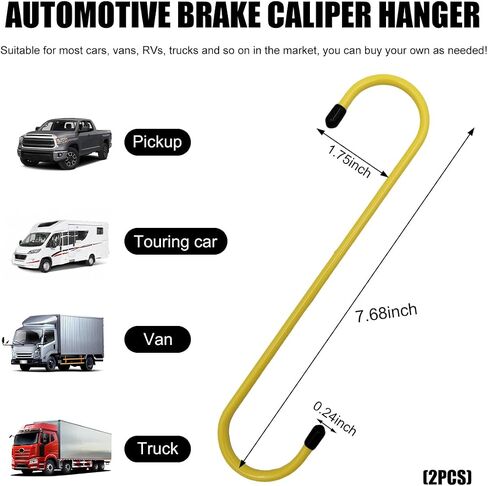 2 PCS Car Brake Caliper Hangers, S Shape Auto Brake Caliper Hook with Rubber Tipped, Brake Caliper Tool for Work on Brake Pads, Axle, Braking, Universal Car Accessories (Yellow) in Kuwait