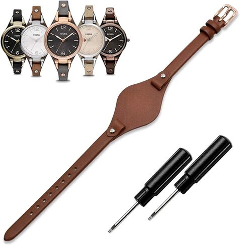 KAMIU Women's 8mm Watch Band Genuine Calf Leather Replacement Fossil Straps Watch Strap for ES3148 ES4119 ES4176 ES3262 ES3077 in Saudi Arabia