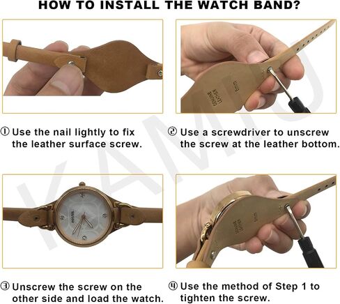 KAMIU Women's 8mm Watch Band Genuine Calf Leather Replacement Fossil Straps Watch Strap for ES3148 ES4119 ES4176 ES3262 ES3077 in Saudi Arabia