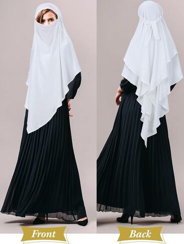 Geyoga Women's Muslim Prayer Hijab 2 Layers Islamic Hijab Cover Soft Lightweight Breathable Hijab Long Scarf in Saudi Arabia