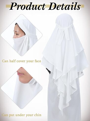 Geyoga Women's Muslim Prayer Hijab 2 Layers Islamic Hijab Cover Soft Lightweight Breathable Hijab Long Scarf in Saudi Arabia