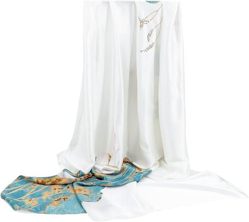vimate 100% Large Silk Feeling Scarf-Women's Fashion Long Mulberry Silk Satin Neck Scarf Sunscreen Shawl Wrap Headscarf in Saudi Arabia
