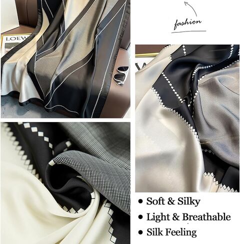 vimate 100% Large Silk Feeling Scarf-Women's Fashion Long Mulberry Silk Satin Neck Scarf Sunscreen Shawl Wrap Headscarf in Saudi Arabia