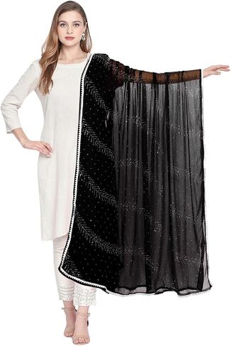 Chandrakala Dupatta for Women, Shawl Scarf Wrap Chunni (D289-P) in Saudi Arabia