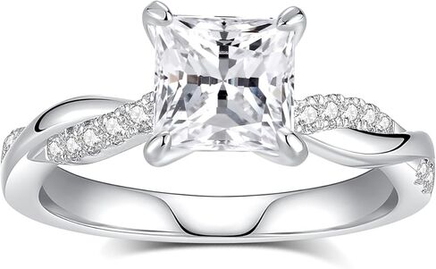 خاتم الخطوبة Moissanite للنساء ، 1.32CTTW Princess Cut D Color VVS1 Promessary Anniversary Band ، S925 Sterling Silver with 18K White Gold Plated Valentine Gift in Kuwait