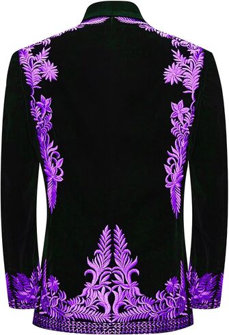 Men's Floral Embroidered Slim Fit One Button Suit Jacket Blazer Peak Lapel for Party Wedding Banquet Prom in Saudi Arabia