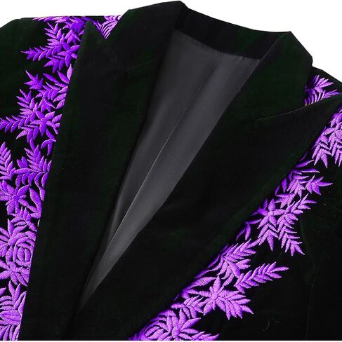 Men's Floral Embroidered Slim Fit One Button Suit Jacket Blazer Peak Lapel for Party Wedding Banquet Prom in Saudi Arabia