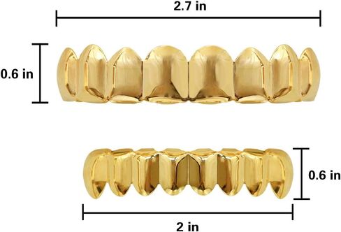 24K مطلي بالذهب GRILLZ 8 أسنان الفم أعلى وأسفل مجموعة شوايات الهيب هوب بلينغ للرجال + قطعة قماش من الألياف الدقيقة in Kuwait