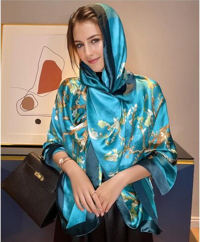 100 ٪ حرير كبيرة الحرير شعور الوشاح والموضة الطويلة التوت ساتان الحرير الوشاح وشاح واقية من الشمس شال التفاف. in Kuwait