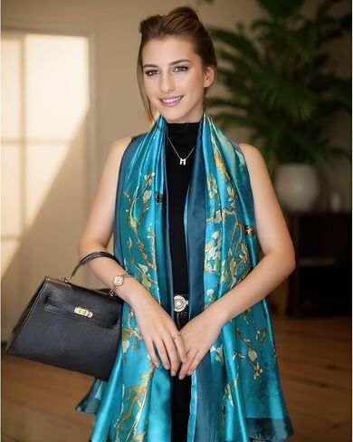 100 ٪ حرير كبيرة الحرير شعور الوشاح والموضة الطويلة التوت ساتان الحرير الوشاح وشاح واقية من الشمس شال التفاف. in Kuwait