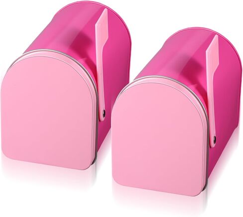 Tandefio 2 Pcs 5'' x 3'' Tinplate Mailbox Toy Mini Tin Valentines Small Decorative Mailbox DIY Craft for Boys and Girls Greeting Card Exchange Gift Prize Supply(Pink) in Saudi Arabia