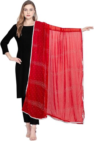 Chandrakala Dupatta for Women, Shawl Scarf Wrap Chunni (D289-P) in Saudi Arabia