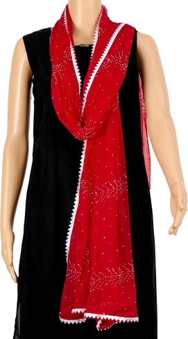 Chandrakala Dupatta for Women, Shawl Scarf Wrap Chunni (D289-P) in Saudi Arabia