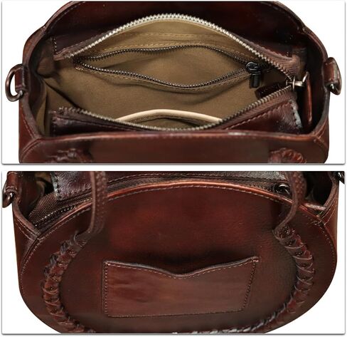 Genuine Leather Handbag for Women Crossbody Bag Small Purses Round Satchel Handmade Shoulder Bag Circle Pouch in Saudi Arabia