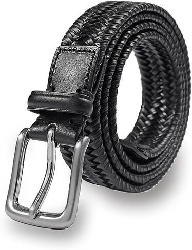 Mens Braided Leather Belt 1 3/8" Fully Adjustable Stretch Leather Woven Belts for Casual Jeans Pants in Saudi Arabia