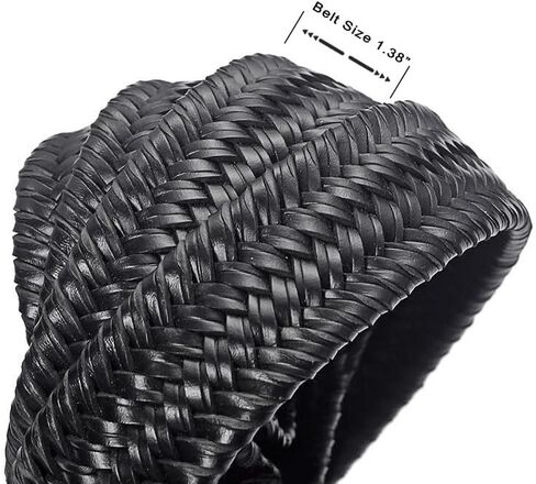 Mens Braided Leather Belt 1 3/8" Fully Adjustable Stretch Leather Woven Belts for Casual Jeans Pants in Saudi Arabia