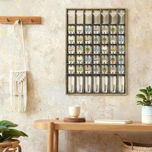 Large Shot Glass Display Case Wooden Shot Glass Holder Display Wall Mounted Shadow Box with Removable Shelves Shot Glasses Shelf Glass Rack Thimble Display Case Shot Glass Storage Case, 56 Slots in Saudi Arabia