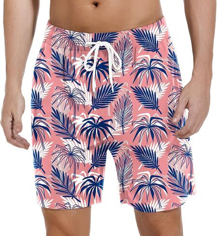 Mens Swim Trunks with Compression Liner Bathing Suits Quick Dry Beach Board Shorts with Zipper Pockets in Saudi Arabia